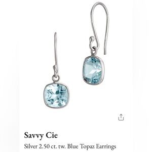 NWT .925 Silver 2.5 ct. tw. SAVVY CIE Blue Topaz Dangle Earrings